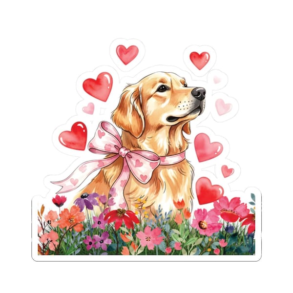 Golden Retriever Valentine Decal Sticker