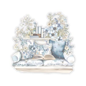 Pegatinas de flores azules transparentes, calcomanías troqueladas, para diarios basura, cartas de papelería, sobres, paquetes de regalo, computadoras portátiles. Cuatro tamaños disponibles.