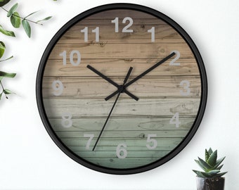 Rustic farmhouse home decor, Wood frame Wall Clock 10 inch, country living, housewarming gift, silent indoor clock ready to hang