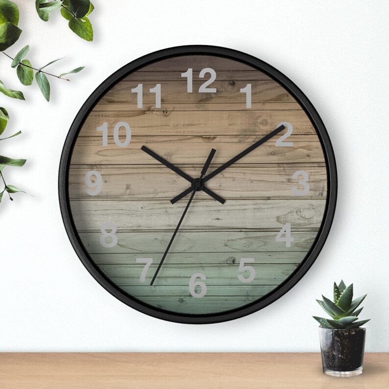 Rustic farmhouse home decor, Wood frame Wall Clock 10 inch, country living, housewarming gift, silent indoor clock ready to hang zdjęcie 1