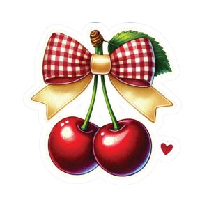 Cherry coquette sticker, kiss cut sticker decal. Floral transparent decal, Four sizes to choose from.