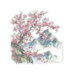 Aquarelstickers lentebergen, transparant, voor briefpapier, kaarten, enveloppen, cadeaupakketten, laptops, vier maten beschikbaar.