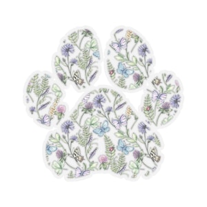 Wildflower dog paw vinyl sticker for laptops and phone cases , Four different sizes available to choose from.