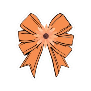 Sticker oranje strik, kiss-cut sticker sticker. Bloemensticker, vier maten om uit te kiezen.