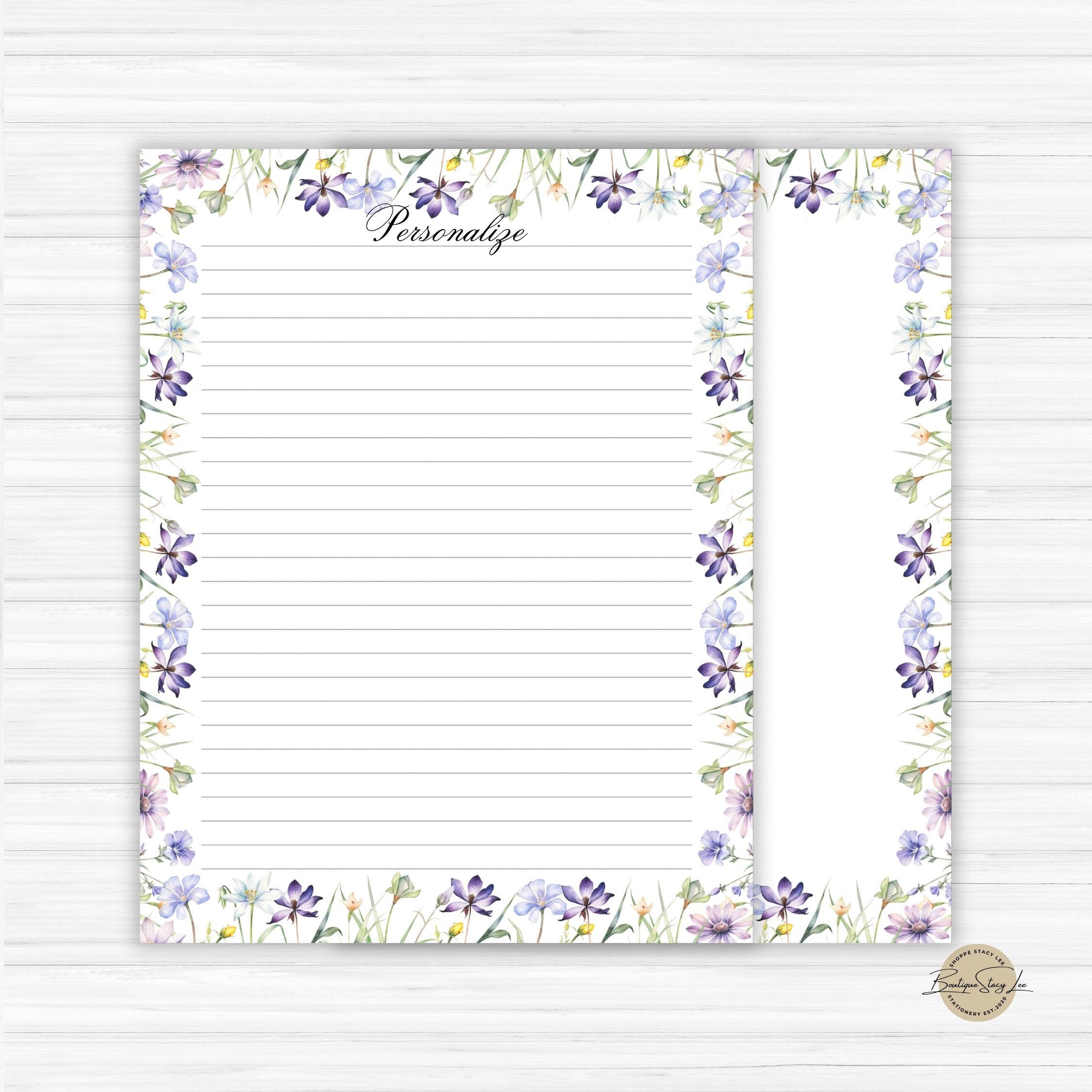 Lined Letter Writing Paper, Personalized Stationery Set, 8 1/2 X 11, 25 ...