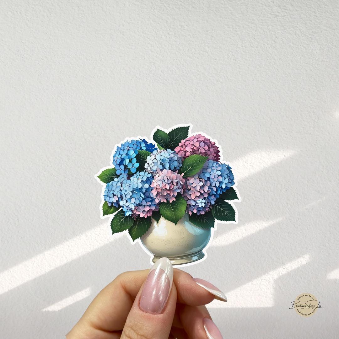 Hydrangea Sticker Hydrangea Flower Vinyl Sticker for Envelopes, Water Bottles and Laptops ...