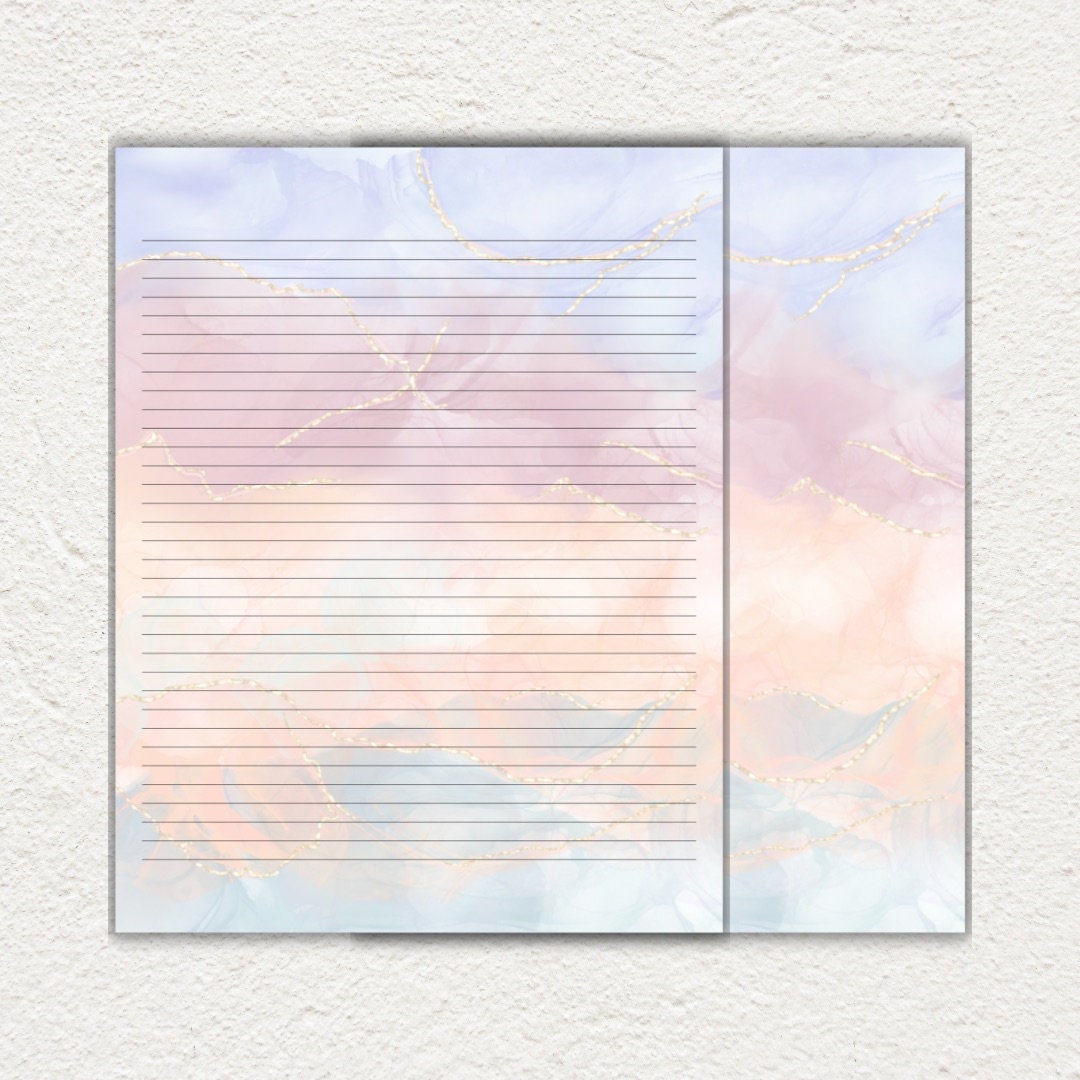 Personalized Stationery Paper: Marble Design, Letter Writing Set (25 ...