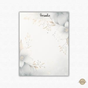 Floral unlined Letter Writing stationery paper personalized 8 1/2 x 11 25 sheets journaling binder refill paper personal paper set