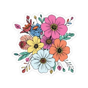 Copia dell'adesivo in vinile con motivo prato di fiori selvatici, disponibile in bianco e trasparente, quattro diverse misure tra cui scegliere.