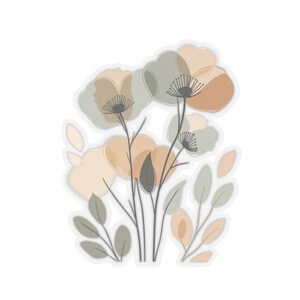 Adesivos de prado de flores silvestres em aquarela Boho, decalque de corte de beijo transparente, para papelaria, envelopes, pacotes de presente, laptops, quatro tamanhos disponíveis