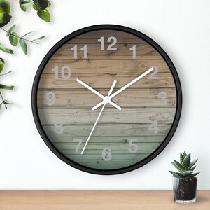 Rustic farmhouse home decor, Wood frame Wall Clock 10 inch, country living, housewarming gift, silent indoor clock ready to hang zdjęcie 2