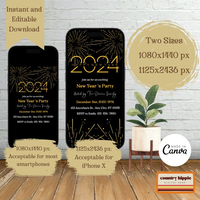 New Years Party Invitation Template New Year Eve Party - Etsy