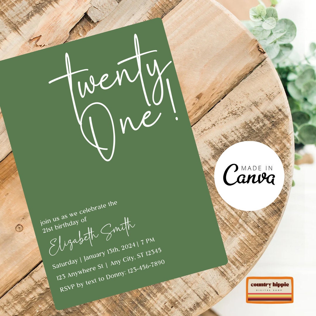 Simple Birthday Invitation Template Twenty-first Birthday - Etsy