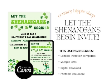 Plantilla de invitación para el Día de San Patricio: Invitación editable para celebrar (descarga digital)