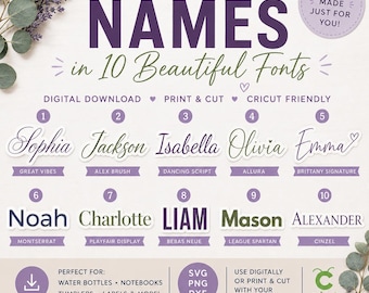 Personalized Name Sticker SVG | Custom Name Decal | Cricut Cut File | Svg | PNG | Water Bottle Label | Digital Download