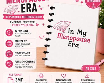 In My Menopause Era 3D Printable Notebook Cover | A5 Discbound Cover | 3MF Digital File | Multicolor 3D Print | Menopause Gift