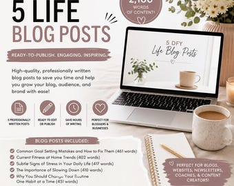 5 Done-for-You Life Blog Posts | Editable Lifestyle Articles | Self-Improvement Blog Posts | Instant Download