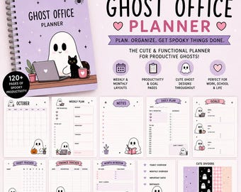 Ghost Office Planner | Cute Printable Planner | Digital Planner | Undated Planner | Pink Purple Ghost Planner | Halloween Planner
