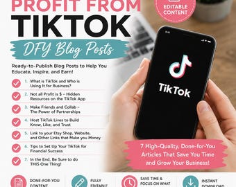 7 Done-for-You TikTok Marketing Blog Posts | PLR Content (Digital Download)