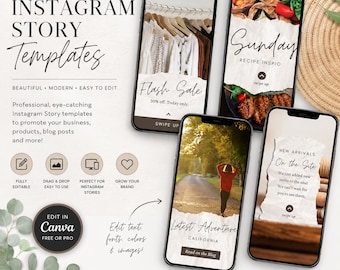Instagram Story Canva Templates | Editable Instagram Story Templates | Social Media Canva Bundle | Story Templates for Businesses