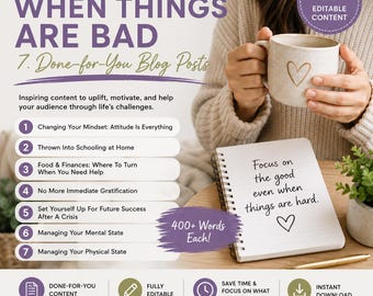 7 Done-for-You Mindset & Resilience Blog Posts | PLR Personal Development Articles | Mental Wellness Content | Editable