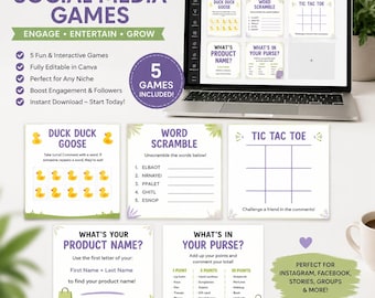 Canva Social Media Games Template Bundle | Editable Canva Templates | Engagement Posts for Facebook and Instagram | Instant Digital Download