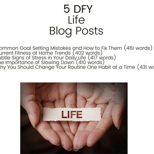 DFY- Done For You- Lifestyle Blog Posts - 5 Posts