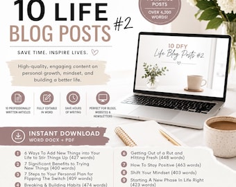 10 Done-for-You Life Blog Posts | Editable Self-Improvement Content (Instant Download)