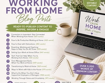 11 Done-for-You Working From Home Blog Posts | PLR Remote Work Content | Productivity Articles | Editable Business Blog Posts