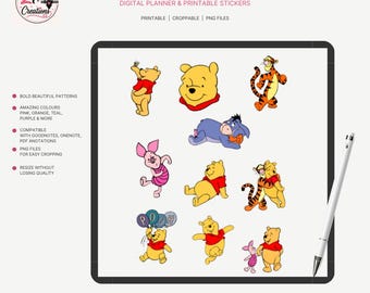 Pooh Bear Friends Storybook PNG Stickers | Planner Journal Scrapbook (Digital Download)
