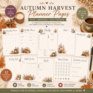 Cozy Autumn Harvest Daily Planner Printable | Fall Planner | Daily Schedule | To Do List | Productivity Planner | Printable Planner