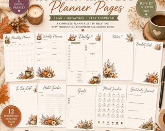 Cozy Autumn Harvest Daily Planner Printable | Fall Planner | Daily Schedule | To Do List | Productivity Planner | Printable Planner