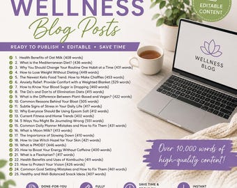25 Done-for-You Wellness Blog Posts | PLR Editable Content (Digital Download) | Coaches