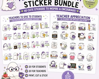 Ghost Office for Teachers | Ghost Office for Students | School Stickers | Digital Stickers | Printable Stickers | Kawaii Ghost Stickers