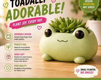 Cute Frog Planter | 3D Printed Indoor Plant Pot | Succulent Pot