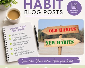 Done-for-You Habit Blog Posts Bundle | PLR Content | Editable Articles | Content for Coaches, Bloggers & Entrepreneurs