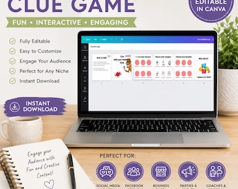 Canva Clue-Inspired Social Media Game Template | Editable Canva Template | Interactive Facebook & Instagram Post | Instant Digital Download