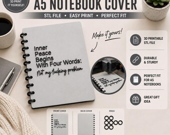 3D Printable A5 Notebook Cover – “Not My Fucking Problem”  | 3MF File