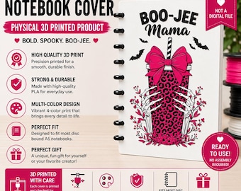 A5 3D Printed Notebook |Boo-Jee Mama | Halloween 3D Printed Notebook Cover | 3D Print | A5 Disc Bound Cover |