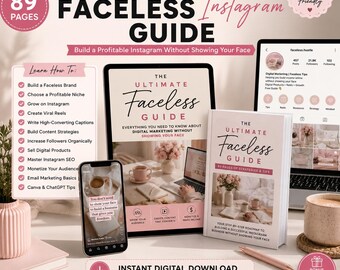89-Page Faceless Instagram Guide | Digital Marketing Workbook | Canva, Reels & Content Strategy |
