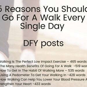 DFY - Done For You - 5 Reasons You Should Go For A Walk Every Single Day
