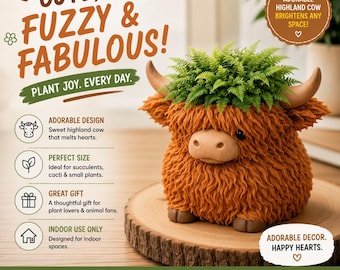 Cute Highland Cow Planter | Succulents | Air Plants | Farmhouse Decor