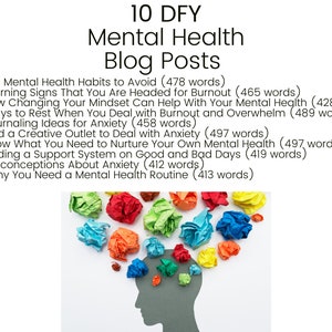 DFY - Done For you - Mental Health Social Media Blog Posts