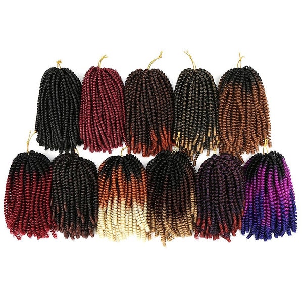 8 pouces 60 brins synthétiques profondes pré-boucle tissage Extension bouclée Ombre tresses Crochet printemps torsion cheveux