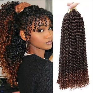 Goddess Curly Box Braids Crochet Hair Brown 3X Wavy Crochet Box Braid hair  Extension Synthetic Braiding Hair (18inch, Ombre Brown)