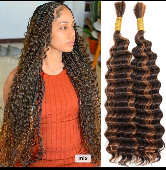  Deep Wave Bulk Human Hair Braiding Hair For Boho Braids  Human Hair For Braiding 100% Unprocessed Brazilian Virgin Hair No Weft For Braids  Micro Braiding Hair Human Hair Wet And