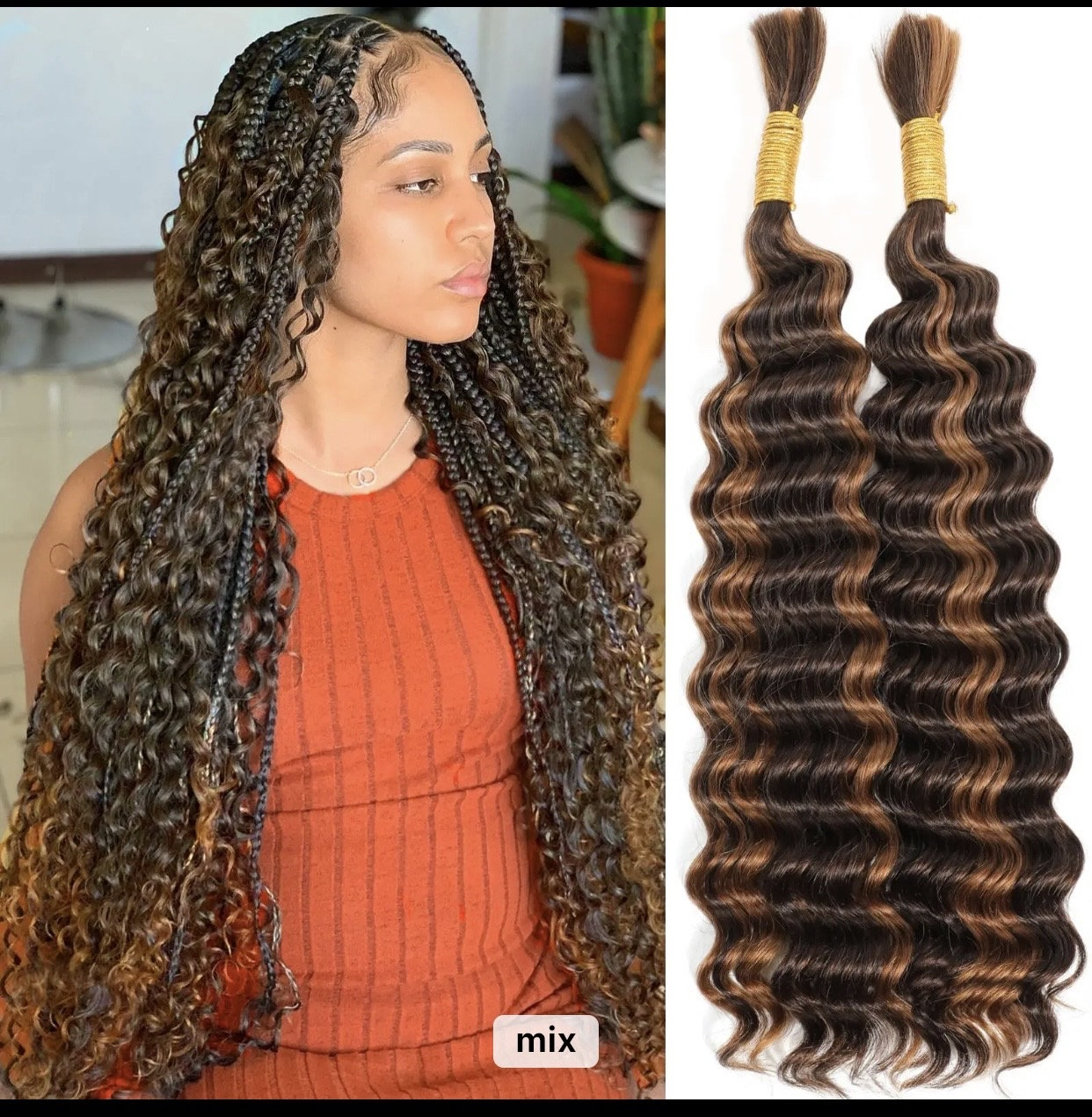 Deep Wave Micro Braiding Hair Peruvian Braids Human Hair Bulk No Weft  100g/Pcs