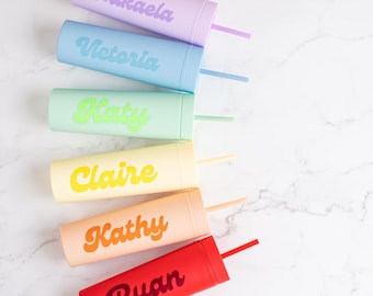 Vasos personalizados delgados con descuento / Regalo para despedida de soltera / Regalo para dama de honor / Propuesta de dama de honor / Despedida de soltera / Vaso pastel