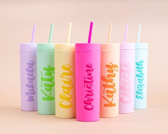 Vasos personalizados delgados con descuento B / Regalo para despedida de soltera / Regalo para dama de honor / Propuesta de dama de honor / Despedida de soltera / Vaso pastel