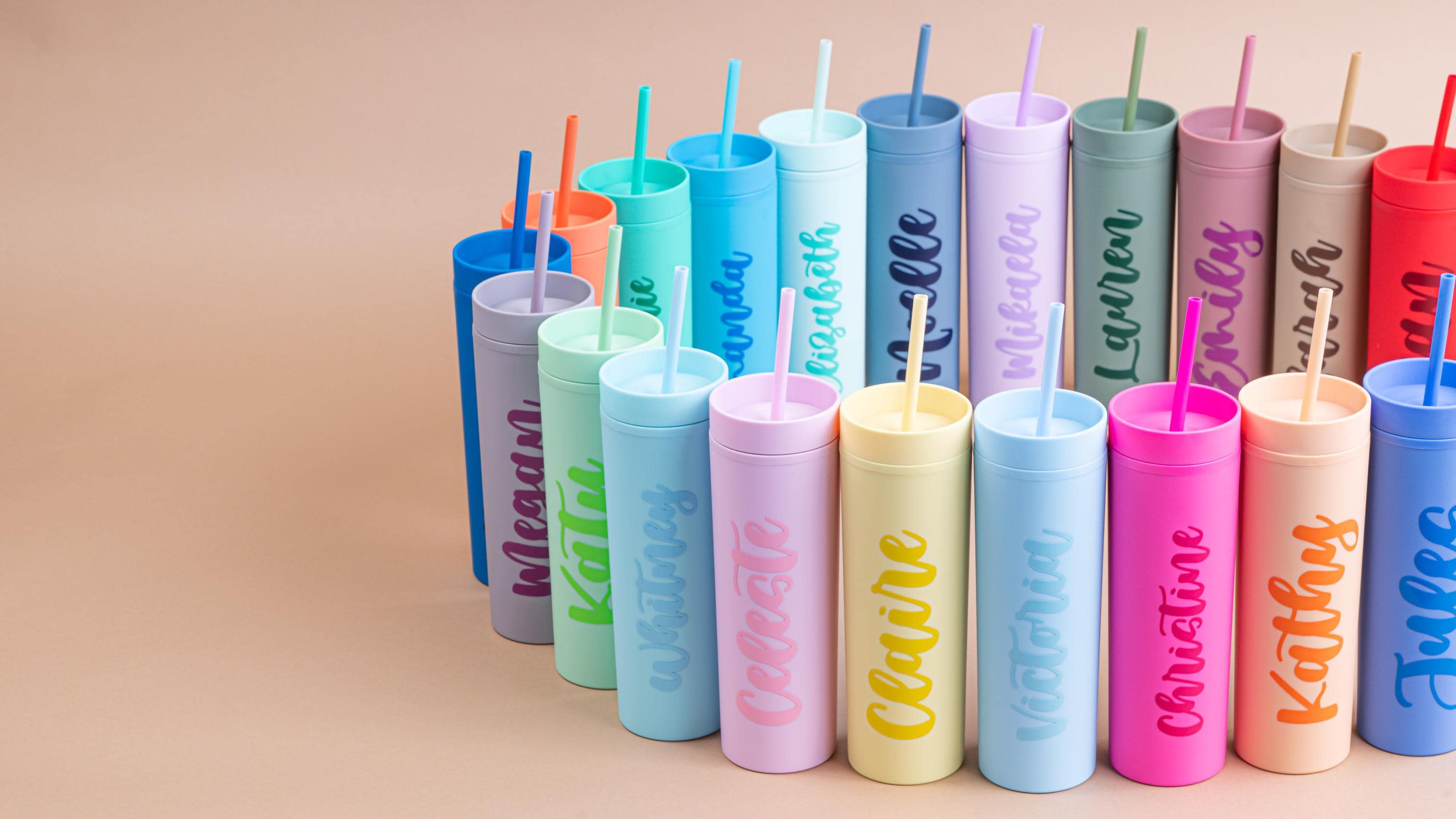 Skinny Personalized Tumblers | Bridal Party Gift | Bridesmaid Gift | Bridesmaid Proposal | Bachelorette Party | Pastel Tumbler matchingstraw
